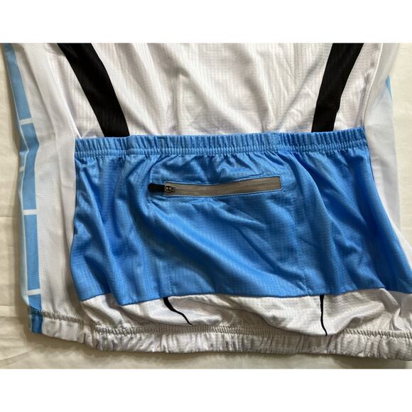 Xintown Bike Rider Jersey, Men's Large Blue & White Elastic Bottom - Picture 6 of 7